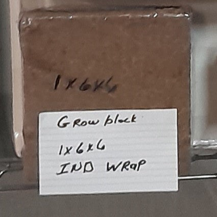 Coco Coir Block 6"x6"x1.25", Individually wrapped in plastic, 300 gms, Box of 52