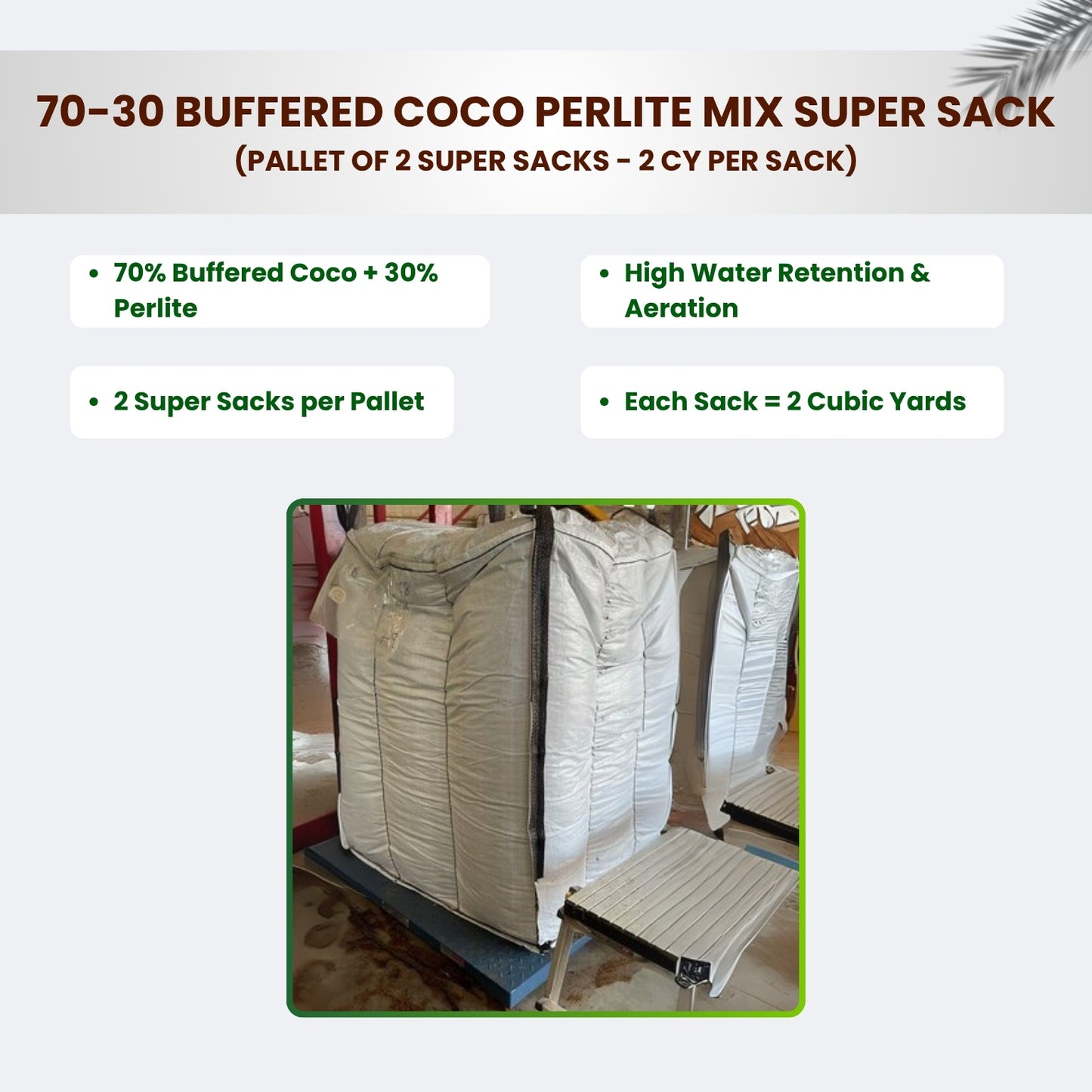 BP:70-30 Buffered Coco Perlite Mix Super Sack - Pallet of 2 super sacks - 2 CY per sack