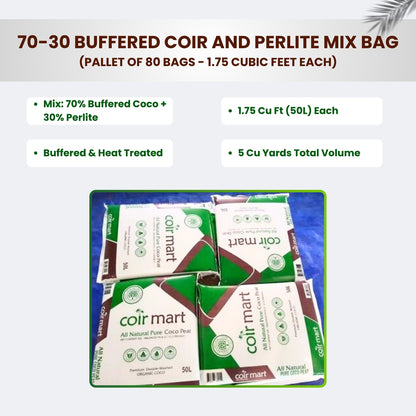 BP:70-30 Buffered Coir and Perlite Mix Bag - Pallet of 80 bags - 1.75 Cubic Feet Each