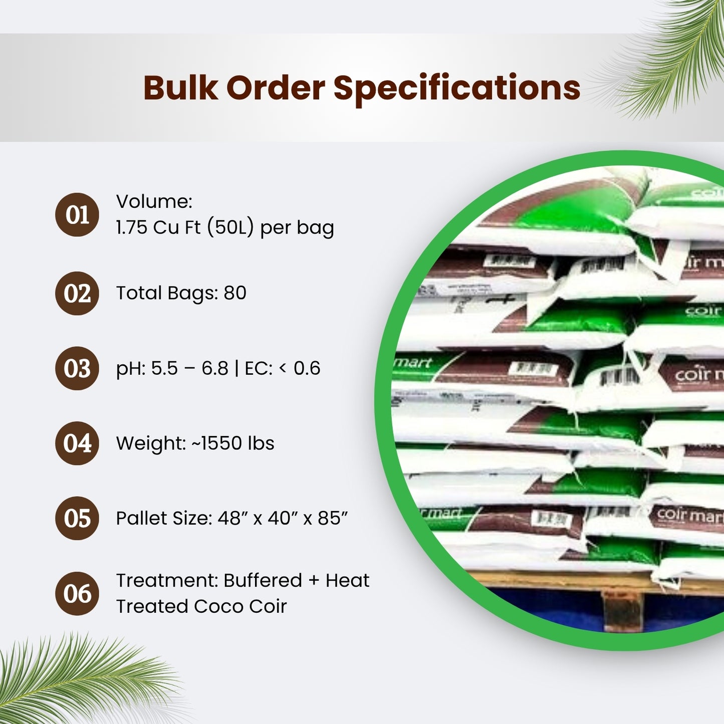 BP:70-30 Buffered Coir and Perlite Mix Bag - Pallet of 80 bags - 1.75 Cubic Feet Each