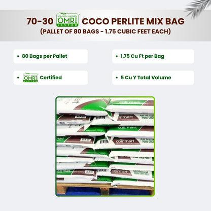WP:70-30 OMRI Coco Perlite Mix Bag - Pallet of 80 Bags - 1.75 Cubic Feet Each