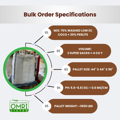 WP:70-30 OMRI Coco Perlite Mix Super Sack - Pallet of 2 super sacks - 2 CY per sack