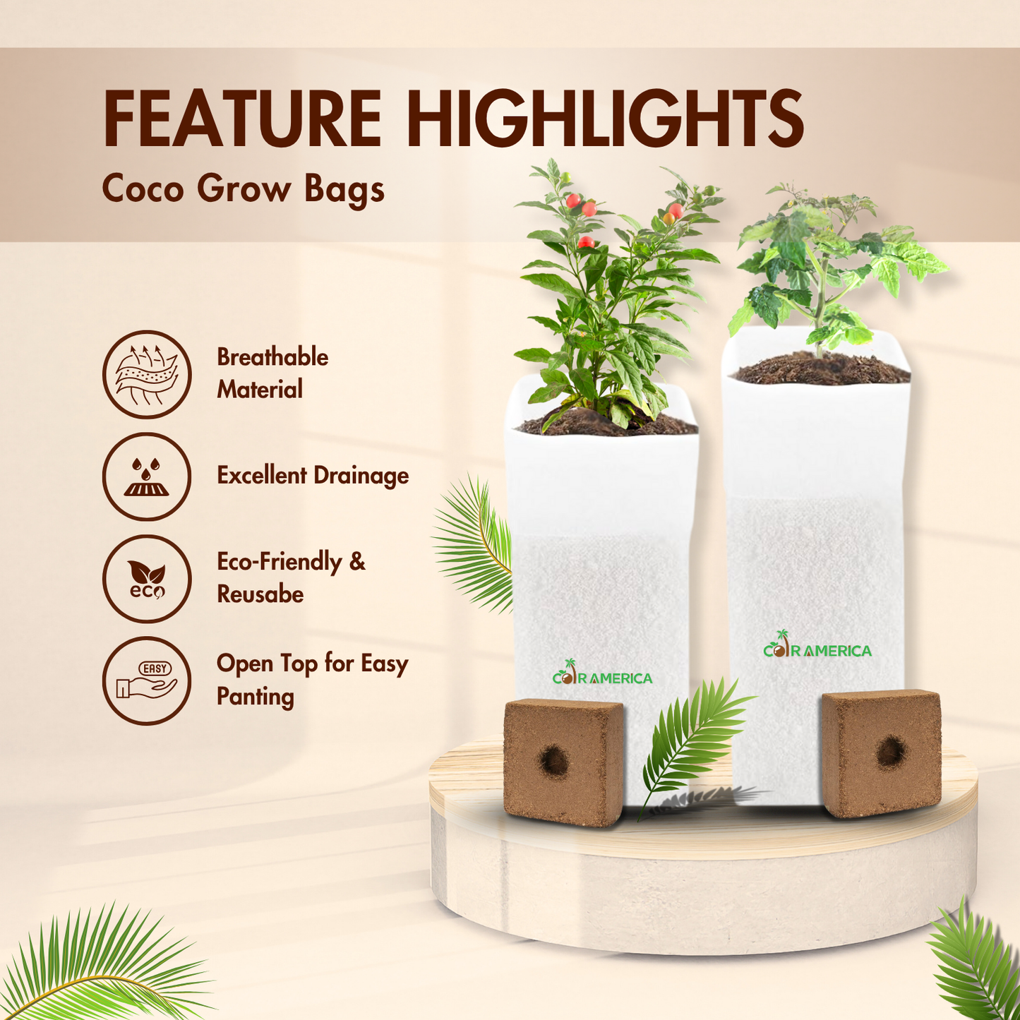 Coir Grow Bag | Eco-Friendly | White