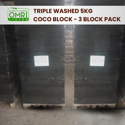 OMRI Triple Washed 5KG Coco Block - 3 Block Pack