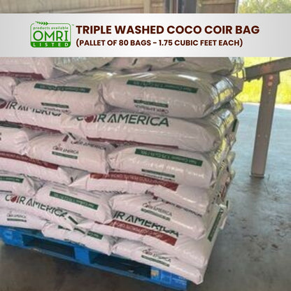 WO: OMRI Triple Washed Coco Coir Bag - Pallet of 80 Bags - 1.75 Cubic Feet Each