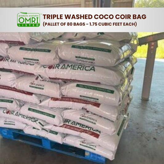 WO: OMRI Triple Washed Coco Coir Bag - Pallet of 80 Bags - 1.75 Cubic Feet Each