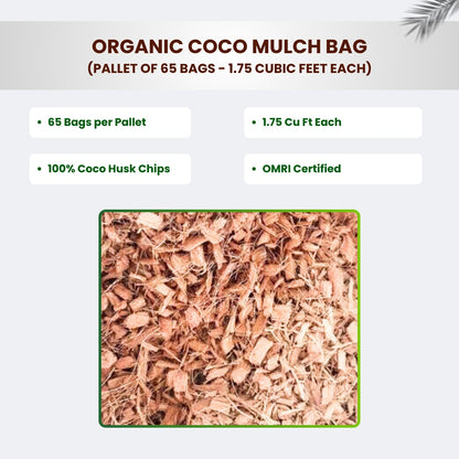 Organic Coco Mulch - Pallet of 65 Bags - 1.75 Cubic Feet Each