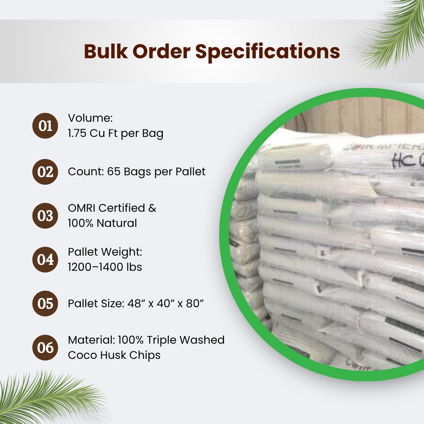Organic Coco Mulch - Pallet of 65 Bags - 1.75 Cubic Feet Each